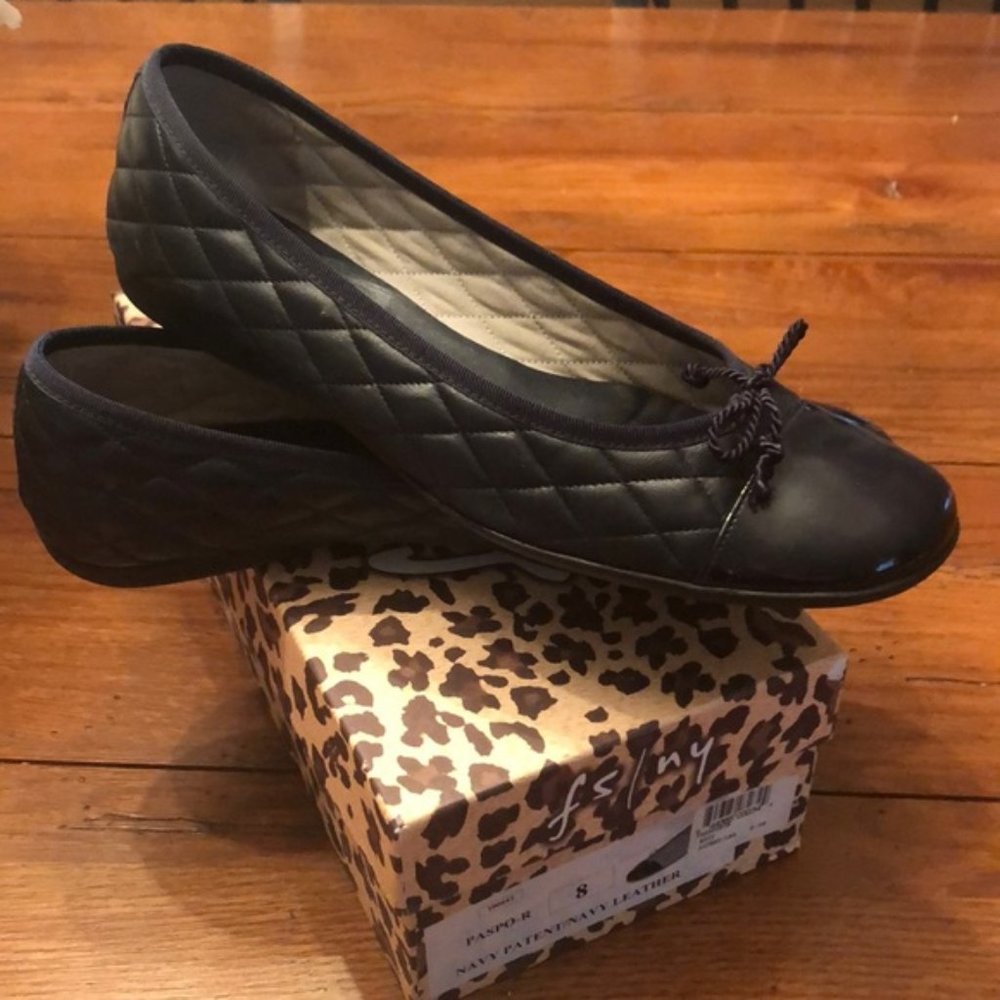 French Sole Navy Quilted Flats